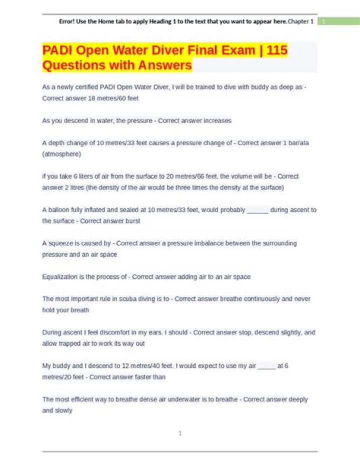 Padi Nitrox Exam Answers PDF – Complete Guide & Practice Questions