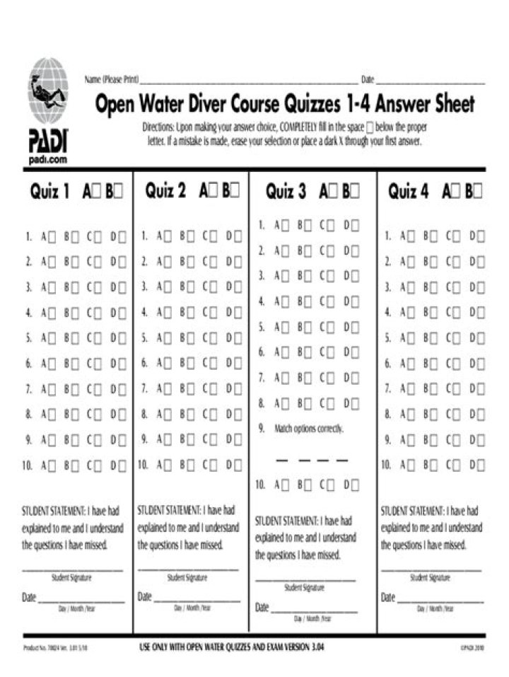Padi Open Water Final Exam Answers PDF – Capture Top Marks