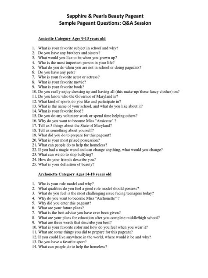 Download Free Pageant Questions PDF for Contest Prep