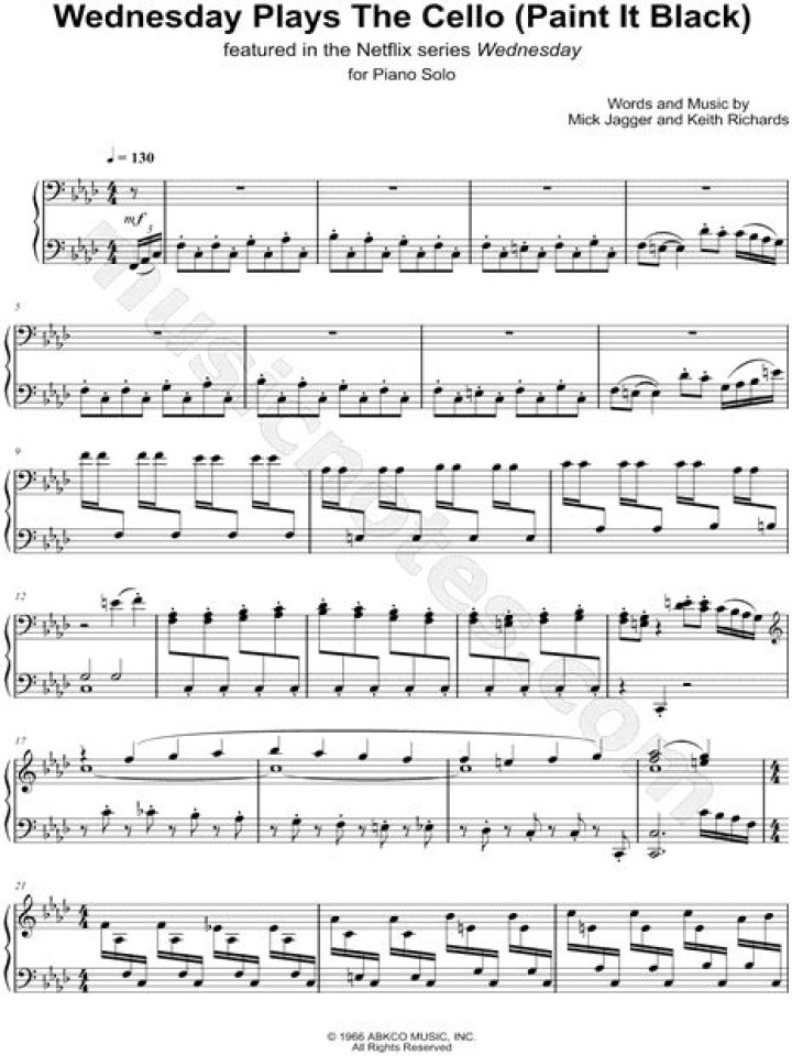 Paint It Black Wednesday Violin Sheet Music PDF – Download Instantly