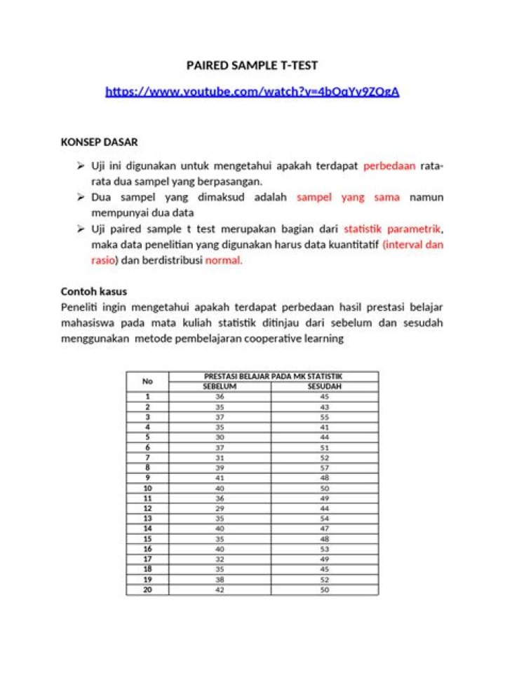 Paired Sample T-Test PDF: Step-by-Step Analysis & Examples