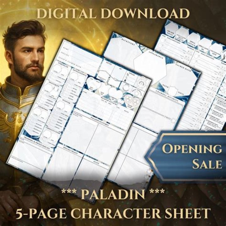 Download Free Paladin Character Sheet PDF for Instant Game Prep