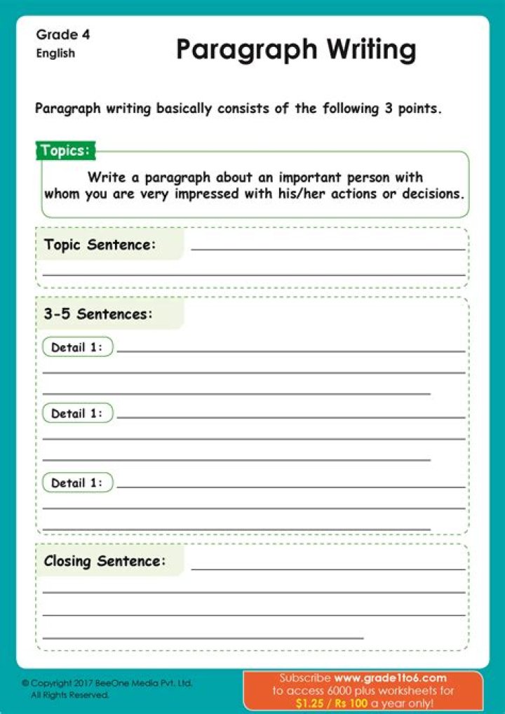 Paragraph Writing Worksheet PDF for Students & Teachers