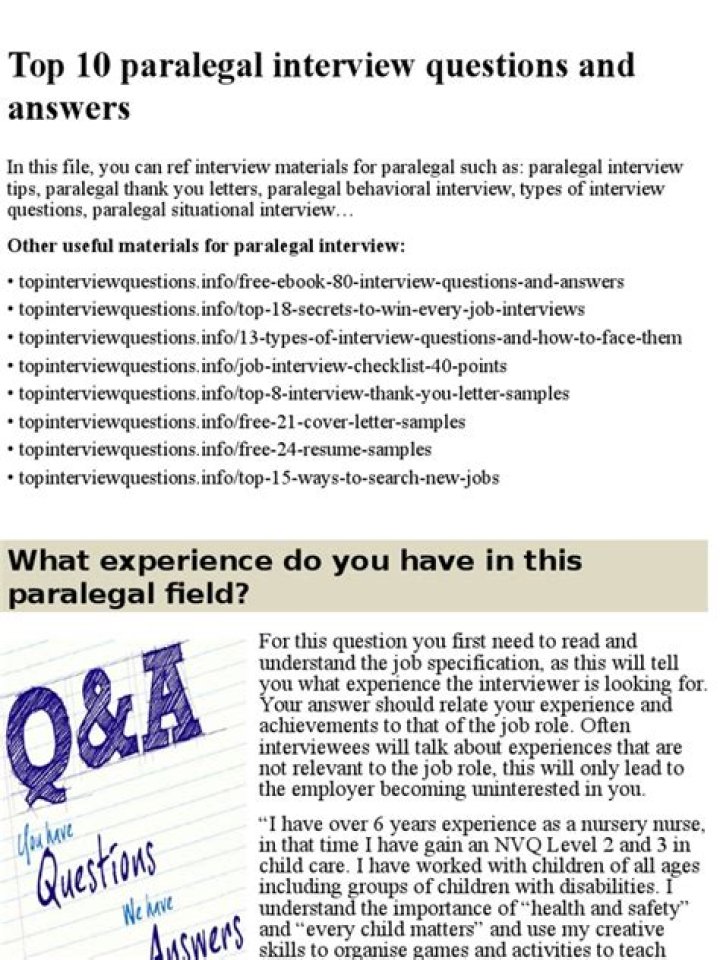 Paralegal Interview Questions & Answers PDF for Job Success