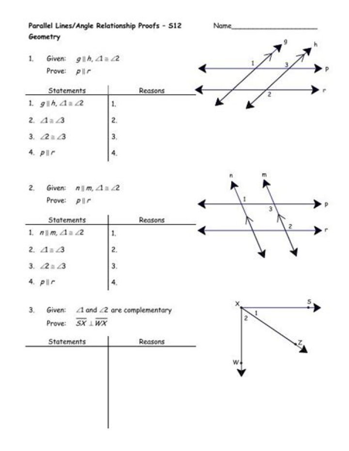 Parallel Line Proofs Worksheet PDF – Free Download for Geometry Students