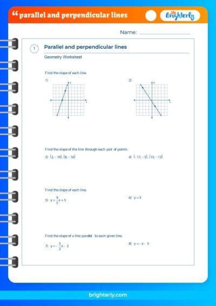 Parallel, Perpendicular, or Neither: Essential Worksheet PDF for Geometry