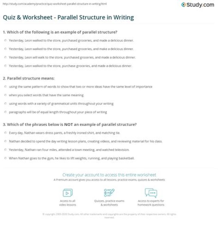 Parallel Structure Quiz with Answers PDF – Instant Download