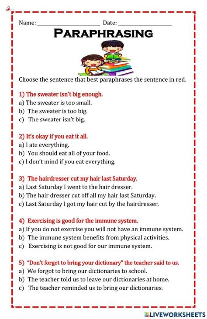 Paraphrasing Examples with Answers PDF: Easy Learning Guide