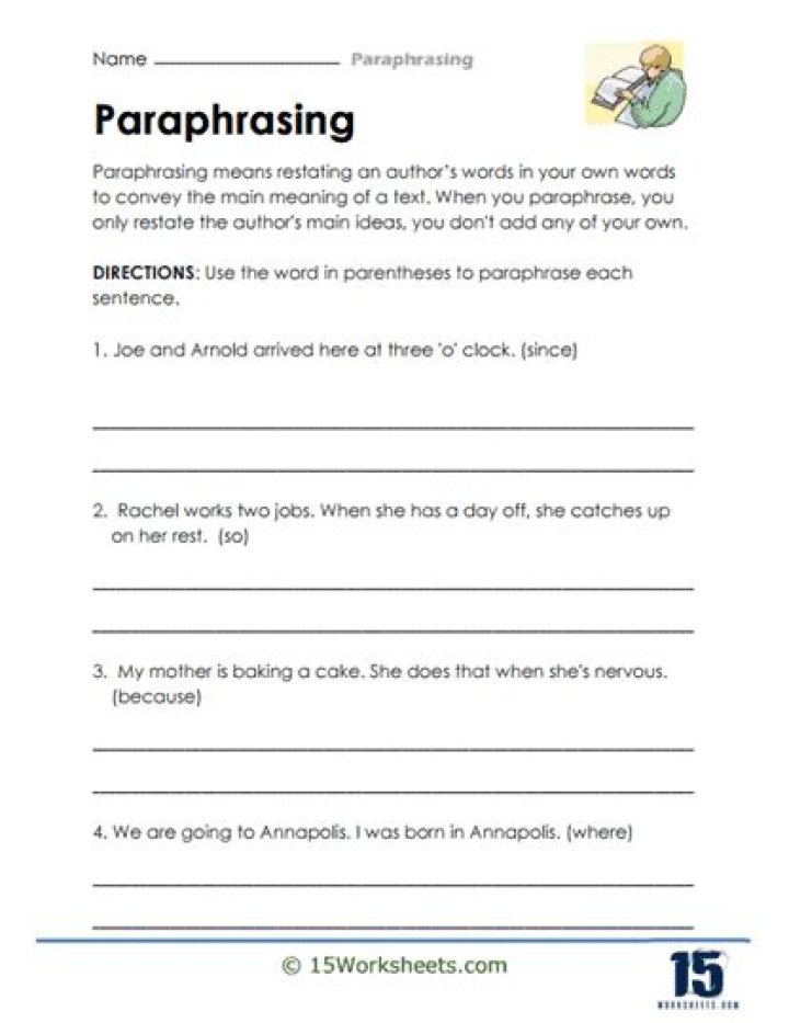 Free Paraphrasing Practice Worksheets PDF for Effective Writing Skills