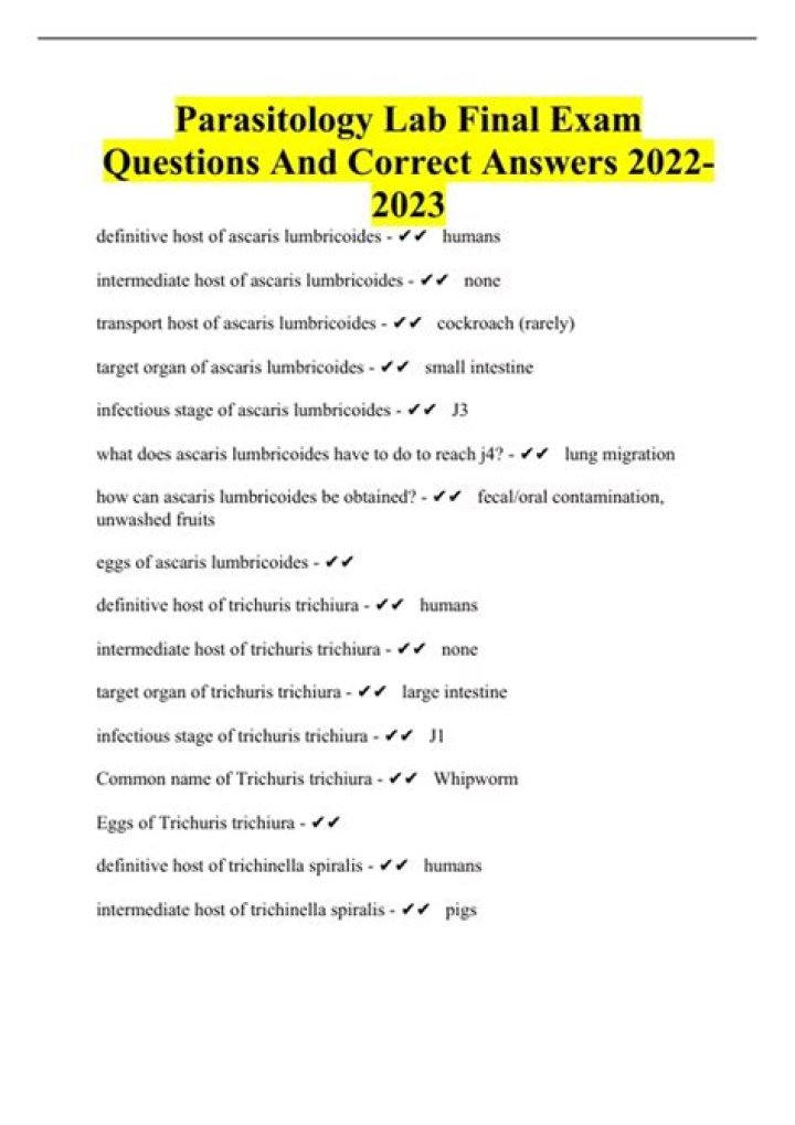 Parasitology Essay Questions and Answers PDF: Master Exam Prep