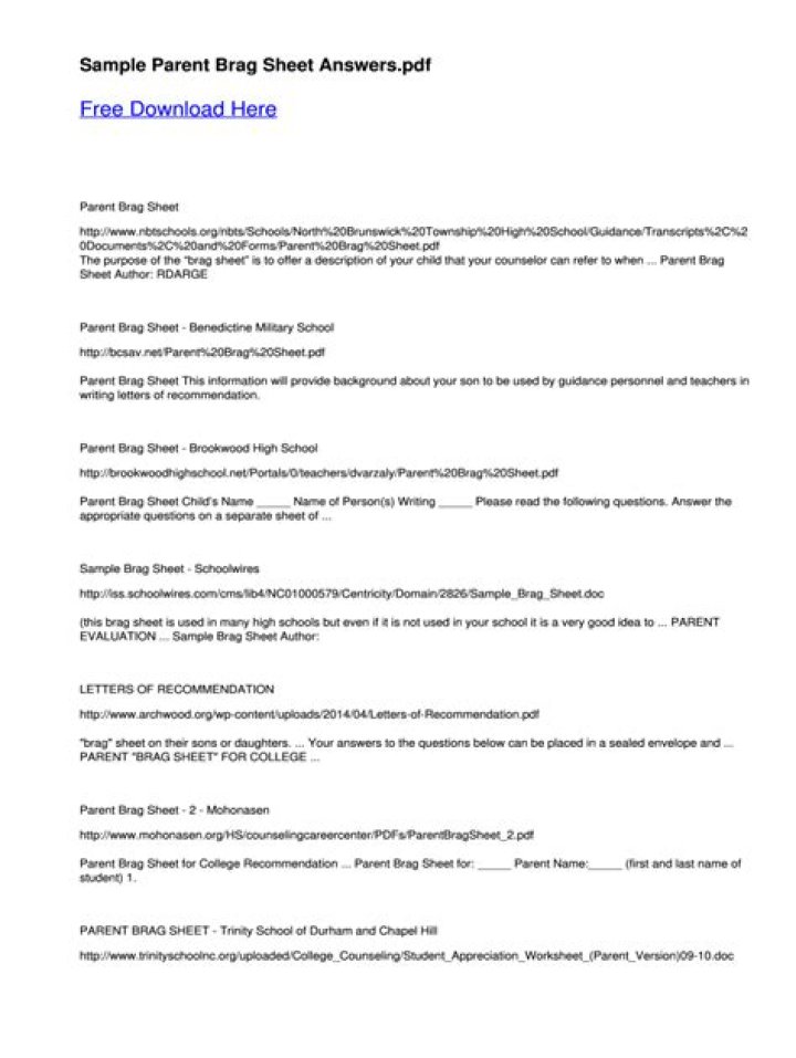 Free Parent Bragg Sheet PDF for Celebrating Kids’ Wins