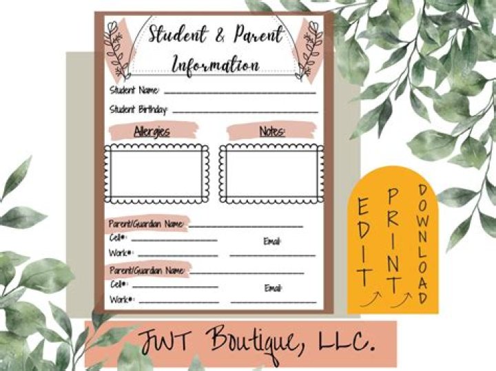 Free Parent Contact Information Sheet PDF – Instant Download