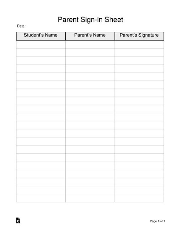 Free Parent Sign-In Sheet PDF – Download Now