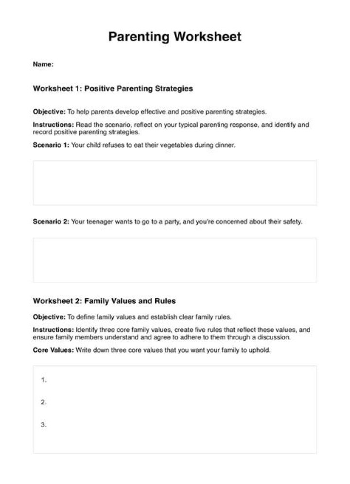 Top Parenting Skills Worksheets PDF to Strengthen Family Bonding