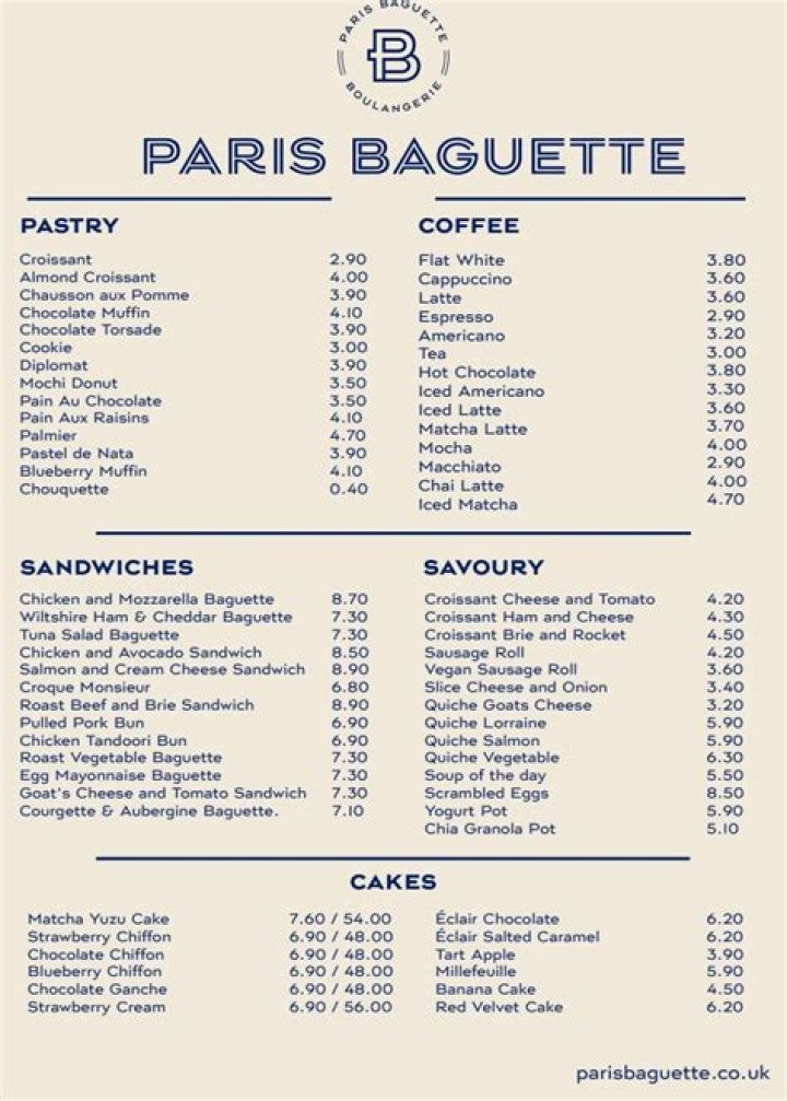 Paris Baguette Ingredients List PDF – Authentic Recipe