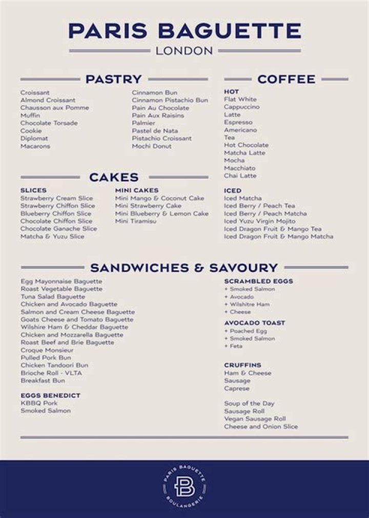 Paris Baguette Price List PDF – Affordable Baguette Prices 2024