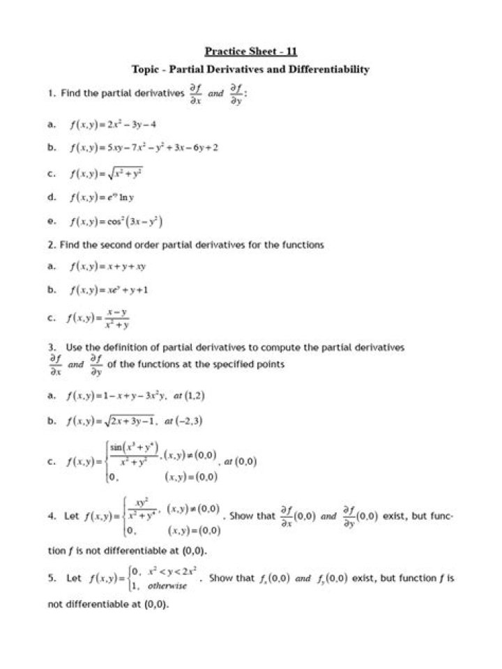Partial Derivatives Questions & Answers PDF: Expert Solutions