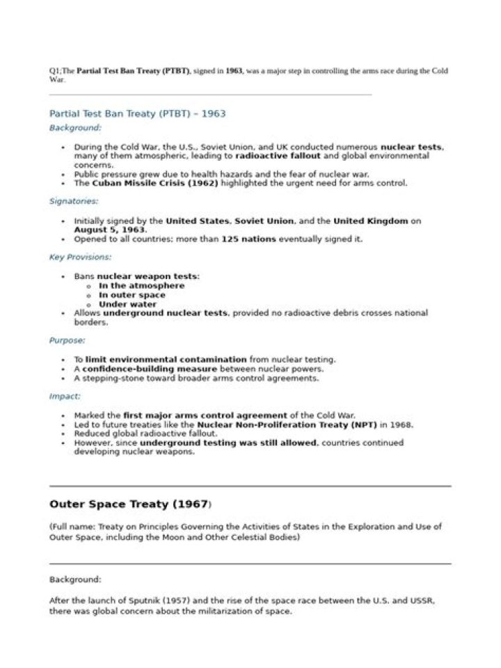 Partial Test Ban Treaty PDF: Key Provisions and Legal Implications