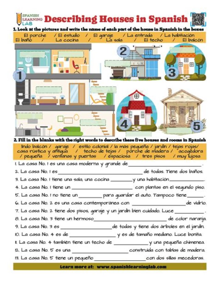 Parts of the House Spanish Worksheet PDF – Download & Learn