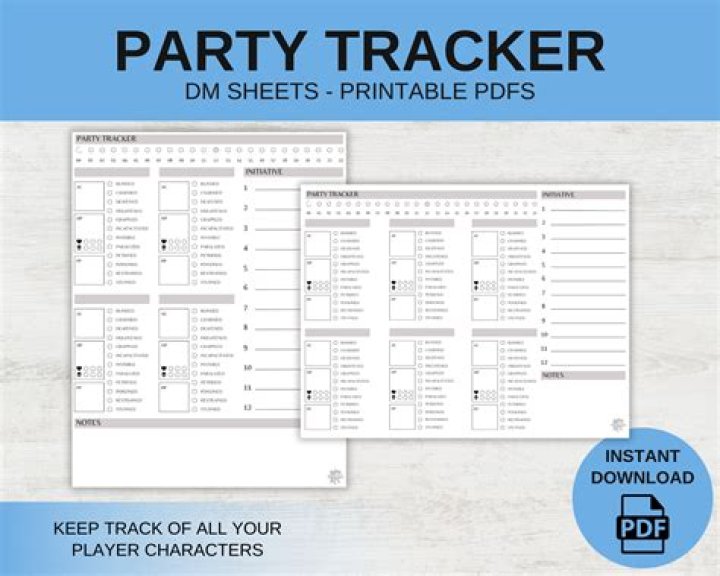 5e Party Tracking Sheet PDF – Easy Party Planning Tool