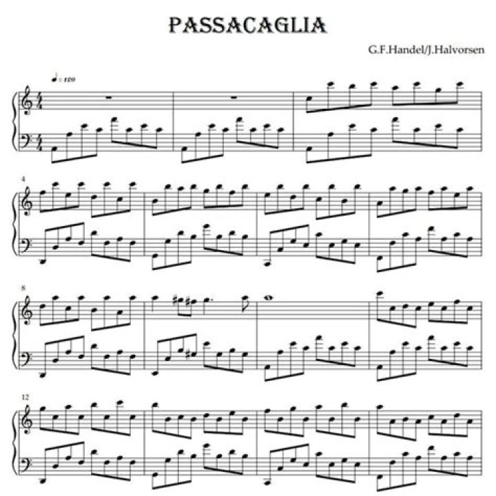 Free Download: Passacaglia by Handel Halvorsen Piano Sheet Music PDF