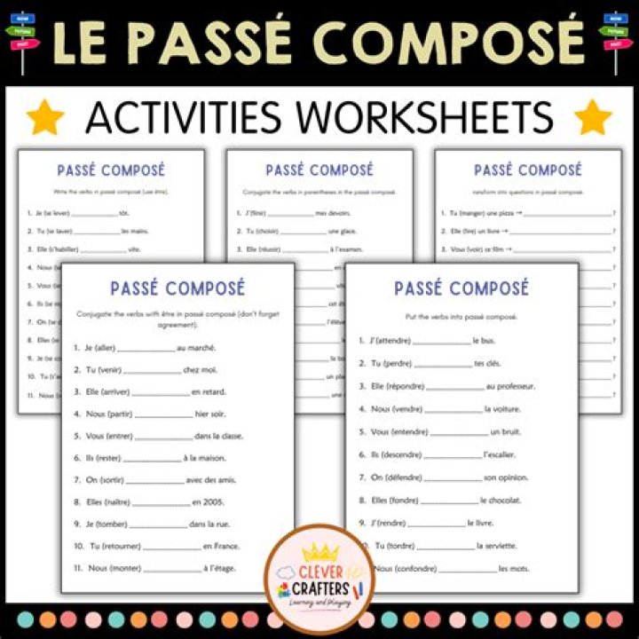Passe Composé Worksheets PDF – Instant Downloadable Grammar Practice