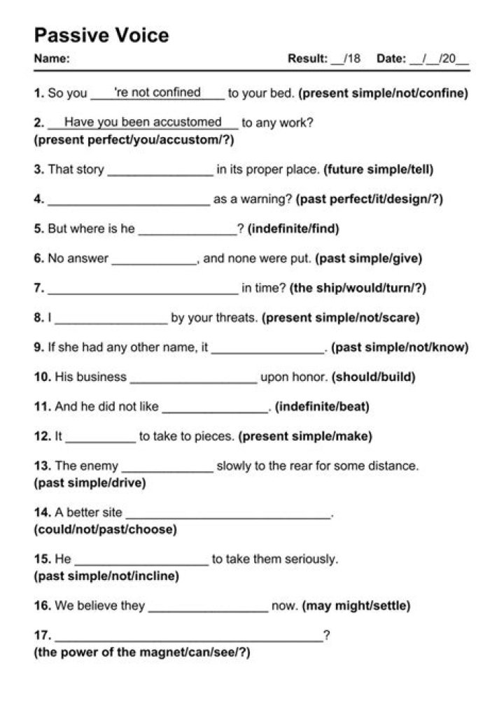 Free Passive Worksheet PDF – Easy Free Download for Productivity