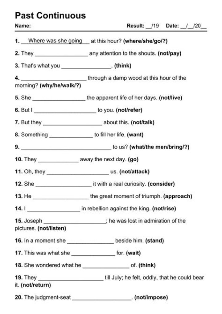 Past Continuous Exercises PDF with Answers – Perfect for Practicing
