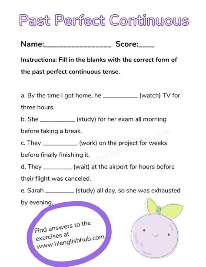 Master Past Perfect Continuous Tense: Exercises & Answers PDF