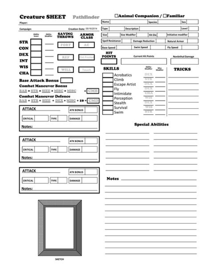 Pathfinder 2E Animal Companion Sheet PDF – Complete Guide