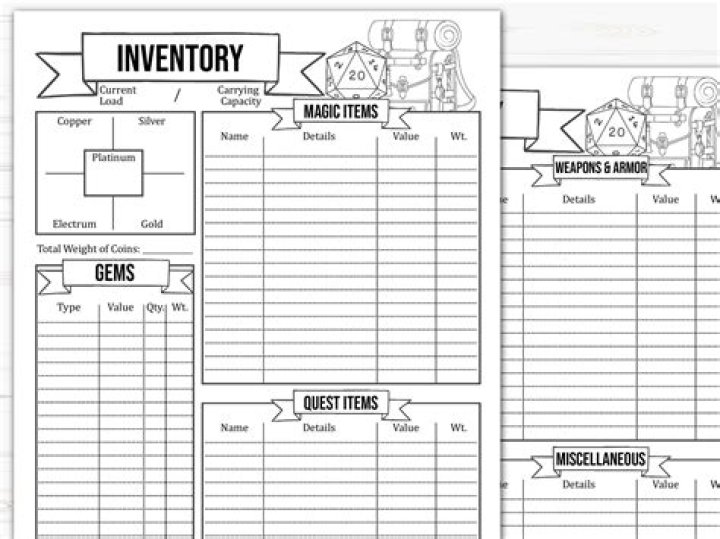 Free Pathfinder Inventory Sheet PDF – Print & Use Instantly