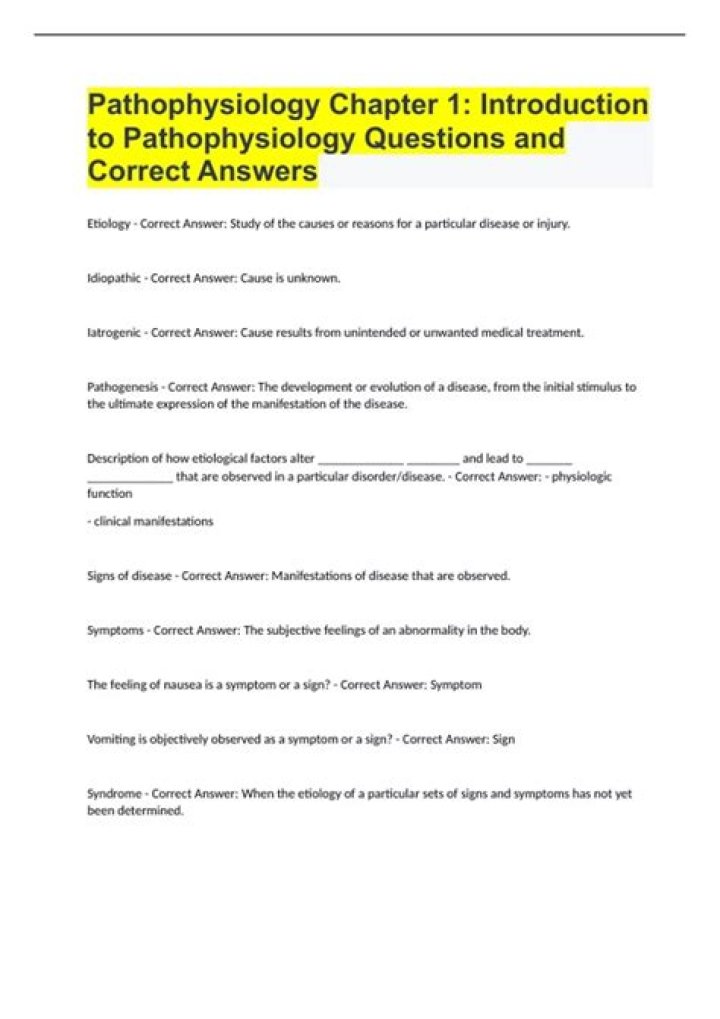 Pathophysiology Questions & Answers PDF: Master Medical Concepts