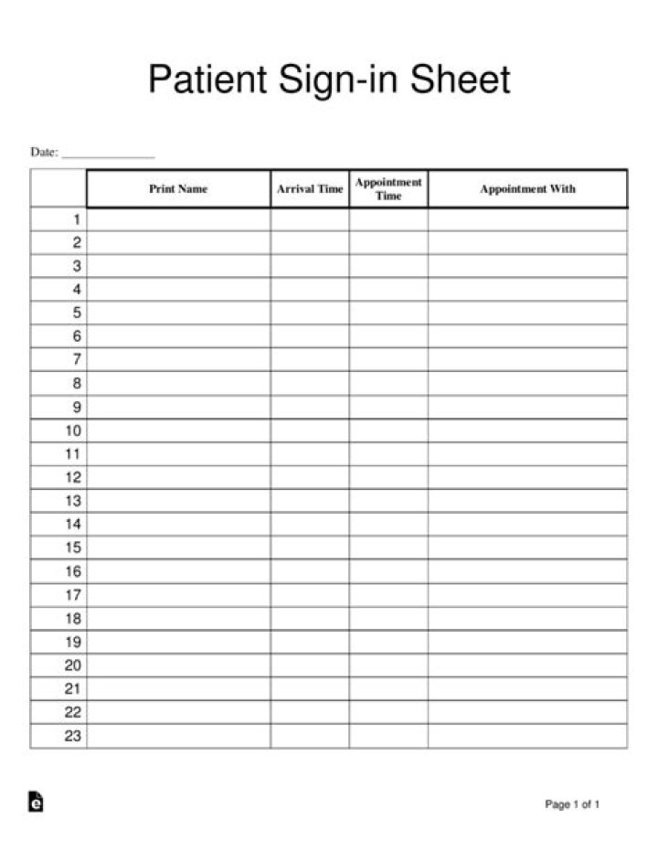 Patient Sign-In Sheet PDF for Easy Check-In