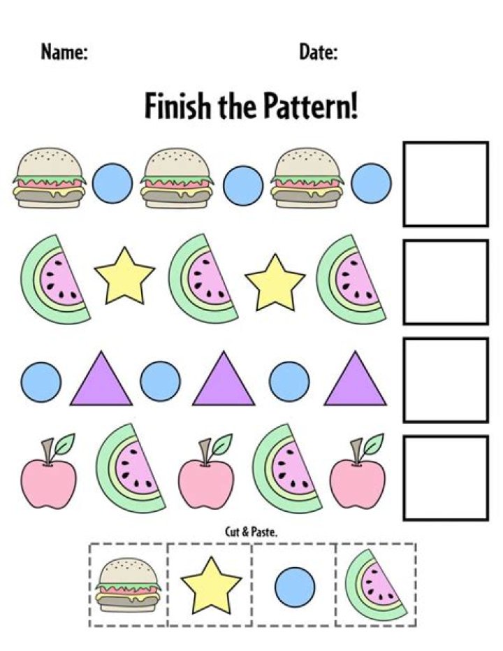 Free Kindergarten Pattern Worksheets PDF – Instant Download