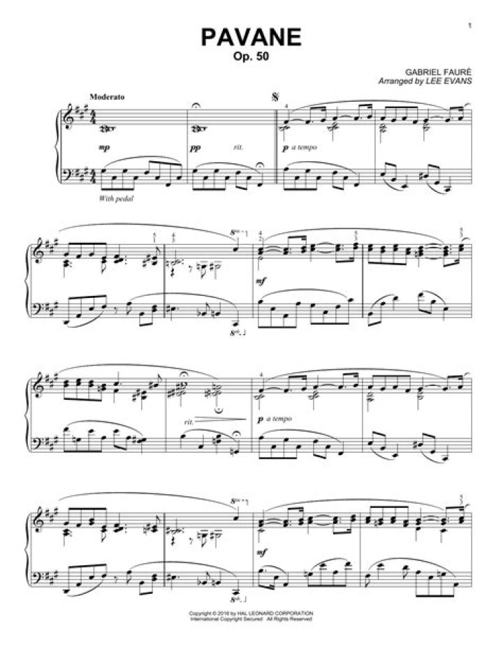 Pavane Op 50 Piano Sheet Music PDF – Download Full Score & Chords