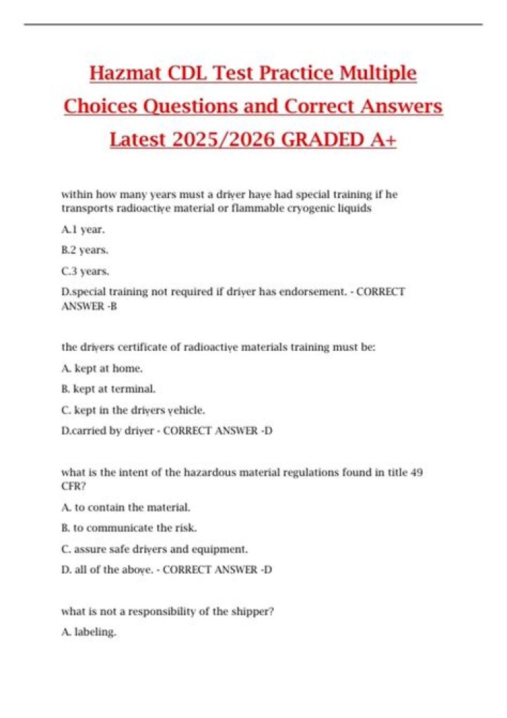Free PDF CDL Practice Test Download - Pass with Ease