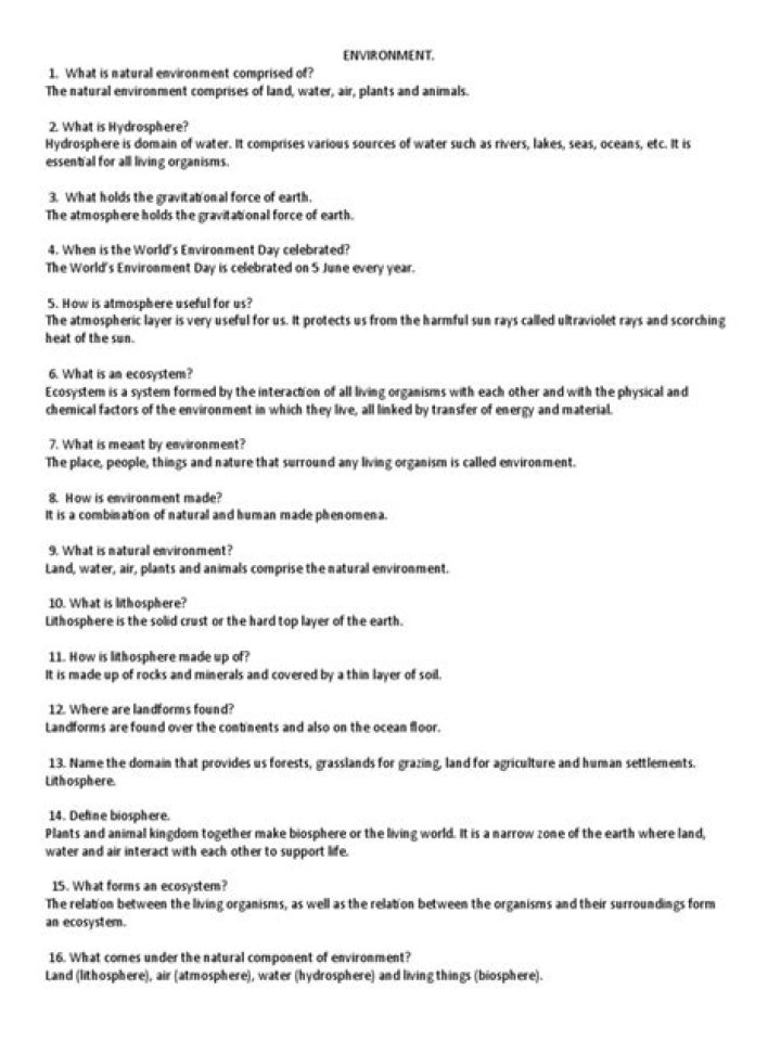 PDF Environment Questions and Answers Guide