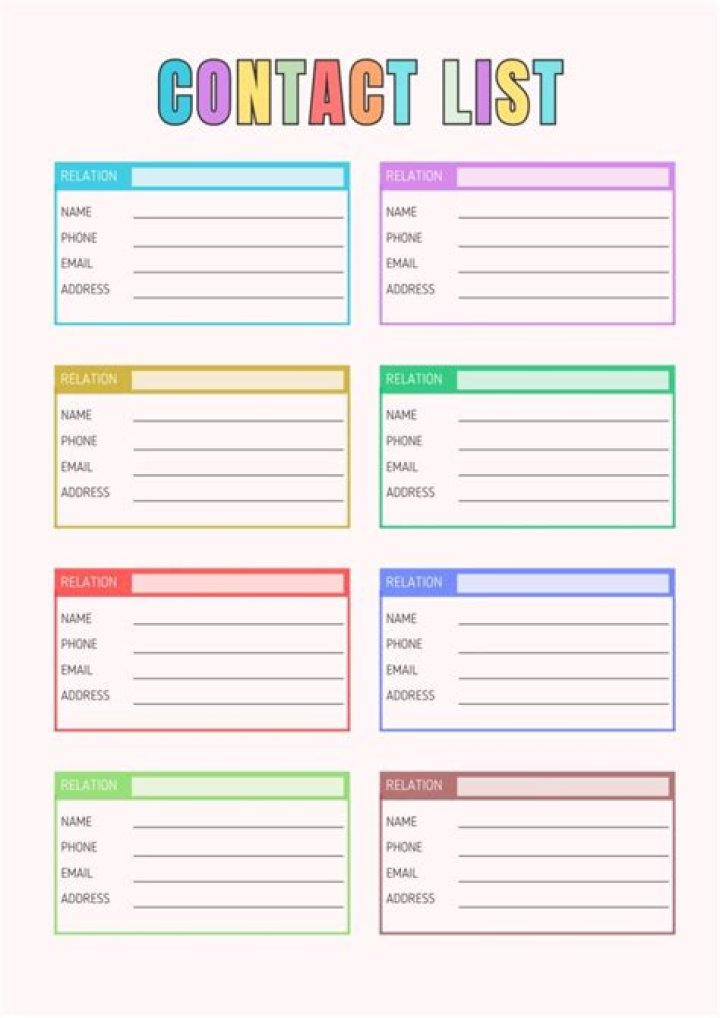Free PDF Printable Contact List – Instant Download