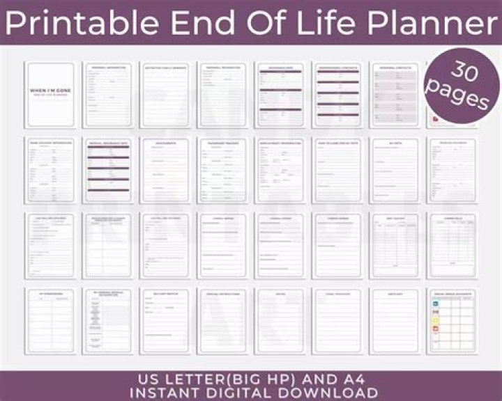 Free PDF Printable End of Life Planning Worksheet