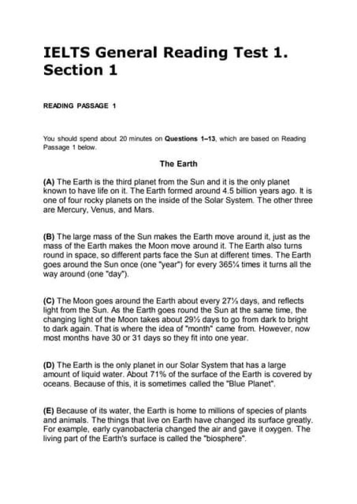 Download Free PDF IELTS General Reading Test Practice