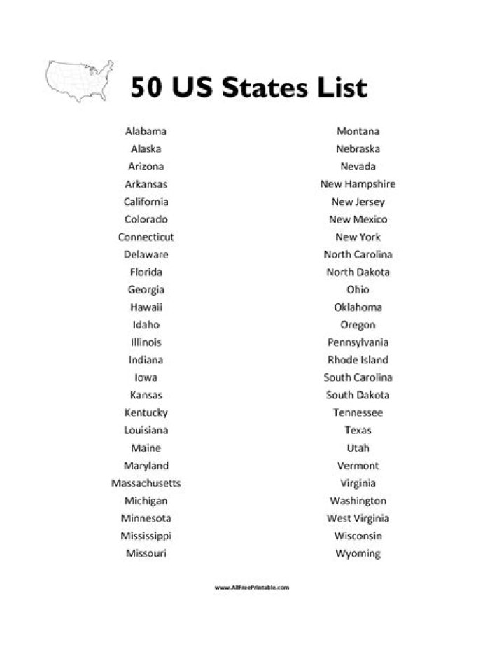Free PDF List of All 50 States – Complete State Guide