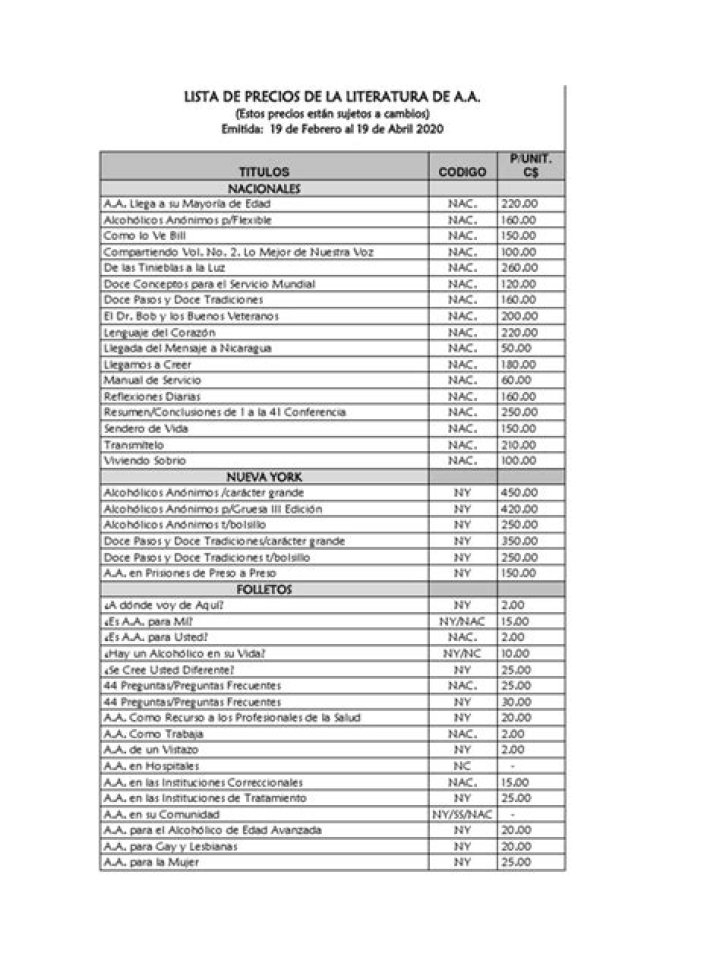 PDF Lista de Precios Descarga Gratuita