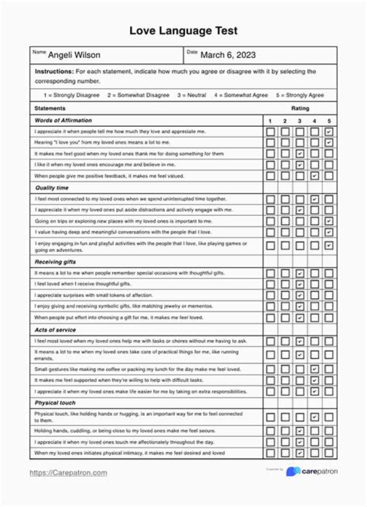 PDF Love Language Test: Discover Your Primary Love Language