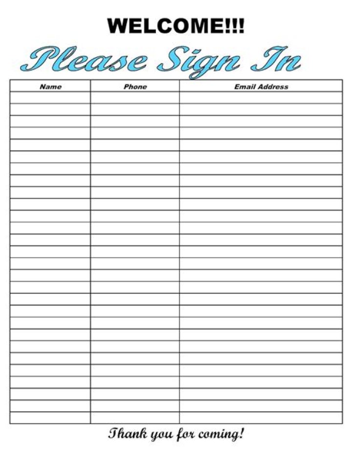 Printable PDF Sign In Sheet for Easy User Check-In