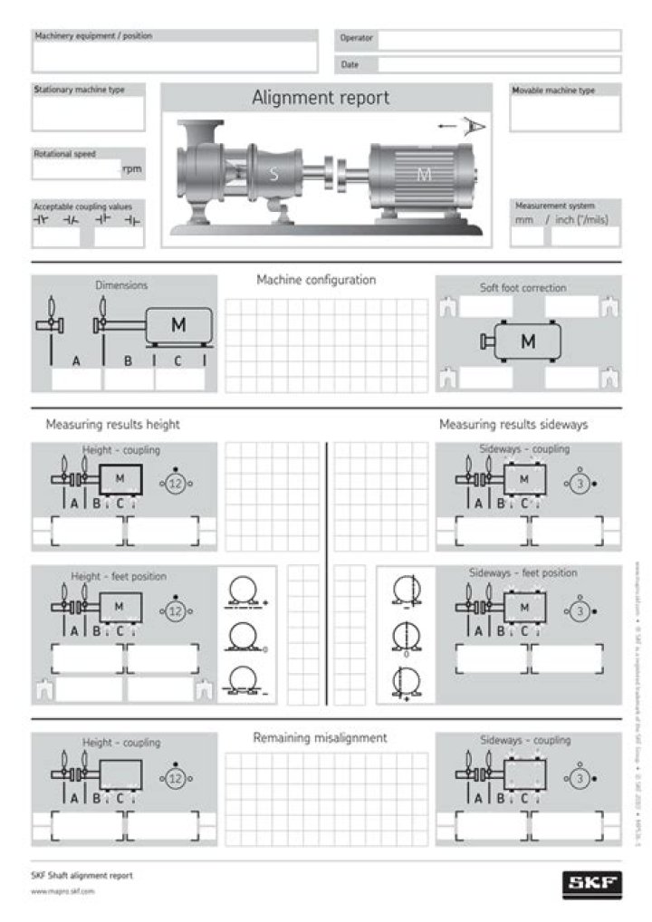Download PDF Shaft Alignment Report Sheet for Precision Machinery