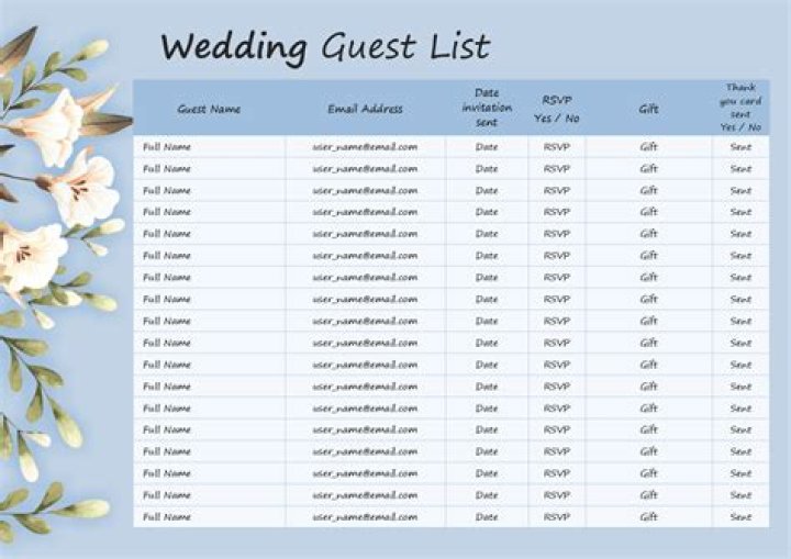 Free PDF Wedding Guest List – Download & Print