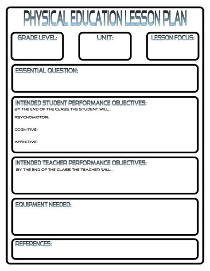 Free PE Lesson Plan Template PDF – Instant Download