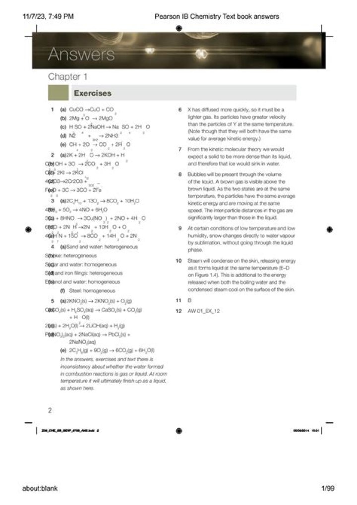 Pearson Chemistry Textbook Answers PDF – Instant Solutions for Every Chapter