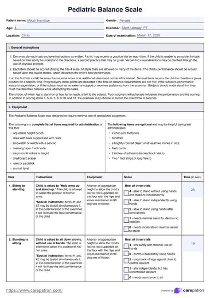 Pediatric Balance Scale Scoring Sheet PDF: Accurate & Easy Assessment Tool
