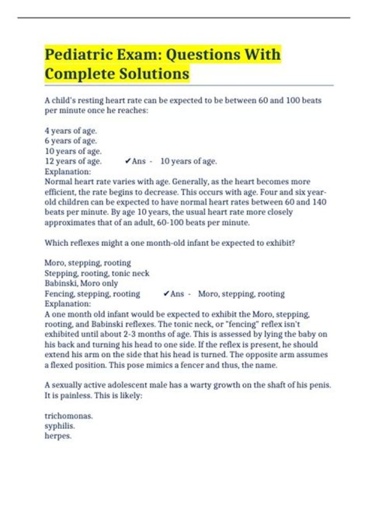 Pediatric Exam Questions and Answers PDF for Parents & Doctors